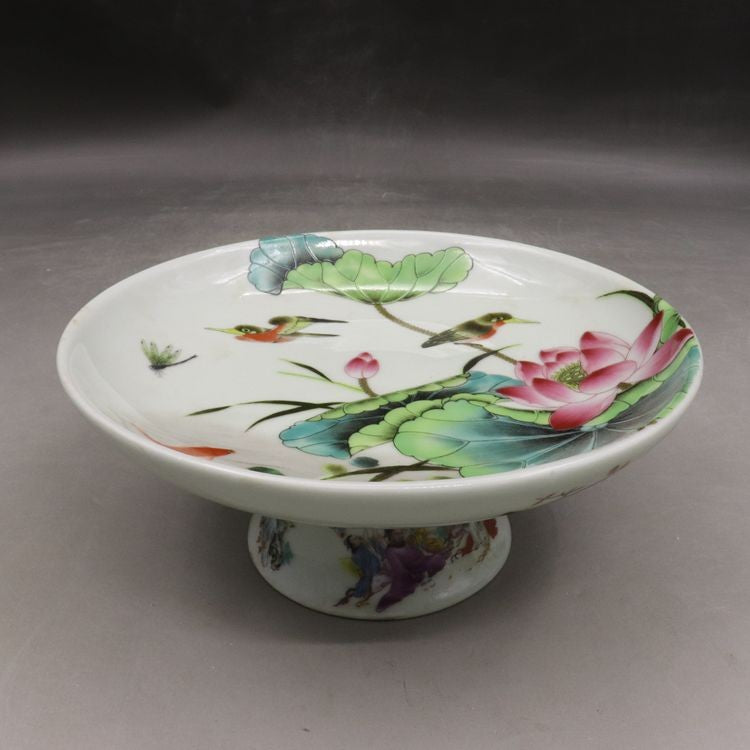 Chinese Famille Rose Porcelain Qing Tongzhi Flowers Birds Fruit Plate 6.50 inch