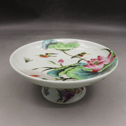 Chinese Famille Rose Porcelain Qing Tongzhi Flowers Birds Fruit Plate 6.50 inch