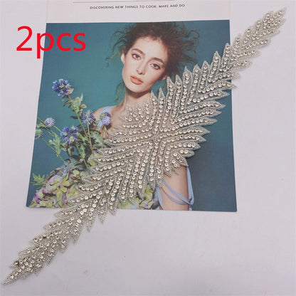Rhinestone Patches 2-5Pcs Crystal Beaded Iron On Bridal Wedding Dress Decoration