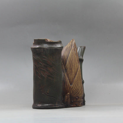 Collect Yixing Zisha Pottery Oid Duan Green Clay Handmade Bamboo Shoots Teapot