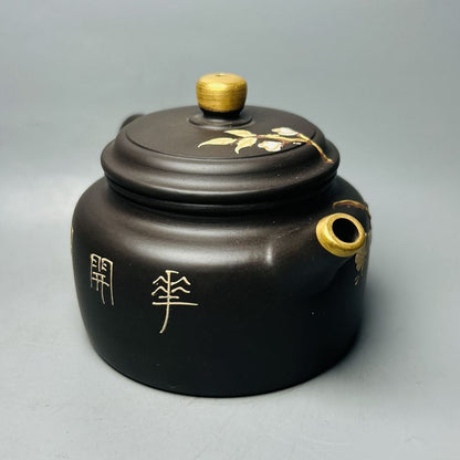 Vintage Chinese Yixing Purple Clay Teapot Zisha Ceremony Painted Nice Teaware
