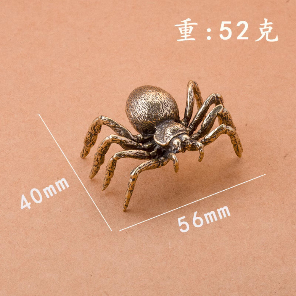 Solid Brass Spider Ornament, Vintage Antique Small Copper Tea Pet Ornament
