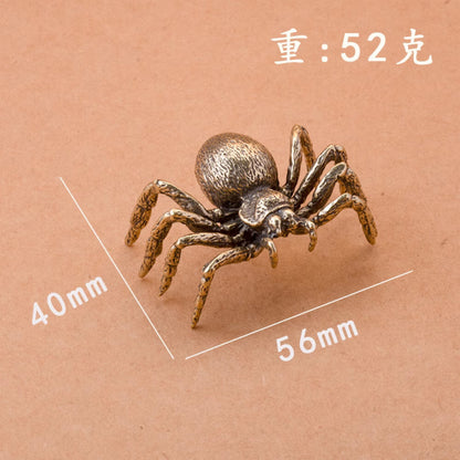 Solid Brass Spider Ornament, Vintage Antique Small Copper Tea Pet Ornament