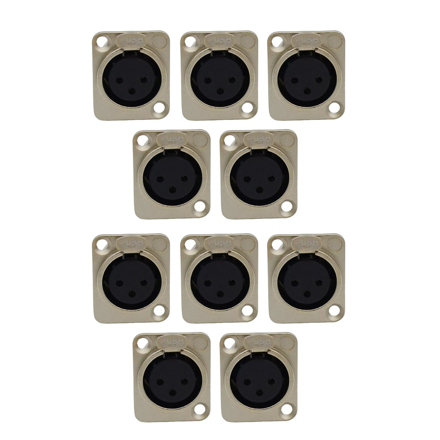 10pcs Microphone Jack Audio Connector XLR 3-Pin Durable Construction Chassis