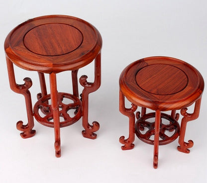 Rosewood Bonsai Stand Ceramic Teapot Stone Vase Flower Rack Base Crafts Decor