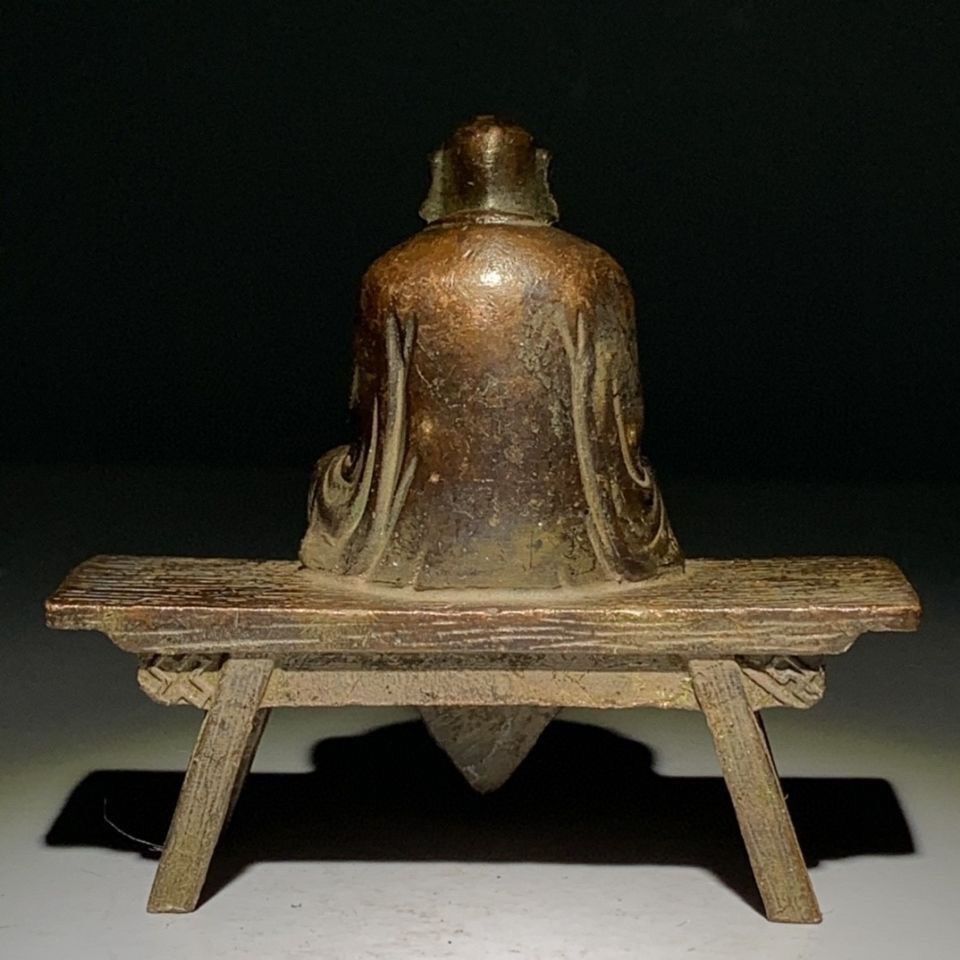 Exquisite Chinese Pure Red Copper Buddhist Bench Buddha Statue Decoration