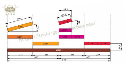 1/87 Train Track Model Accessories G239 Straight Track Subgrade Track
