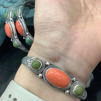 Tibetan Auspicious Knot Bracelet Mongolian Ethnic Heavy Adjustable Cuff