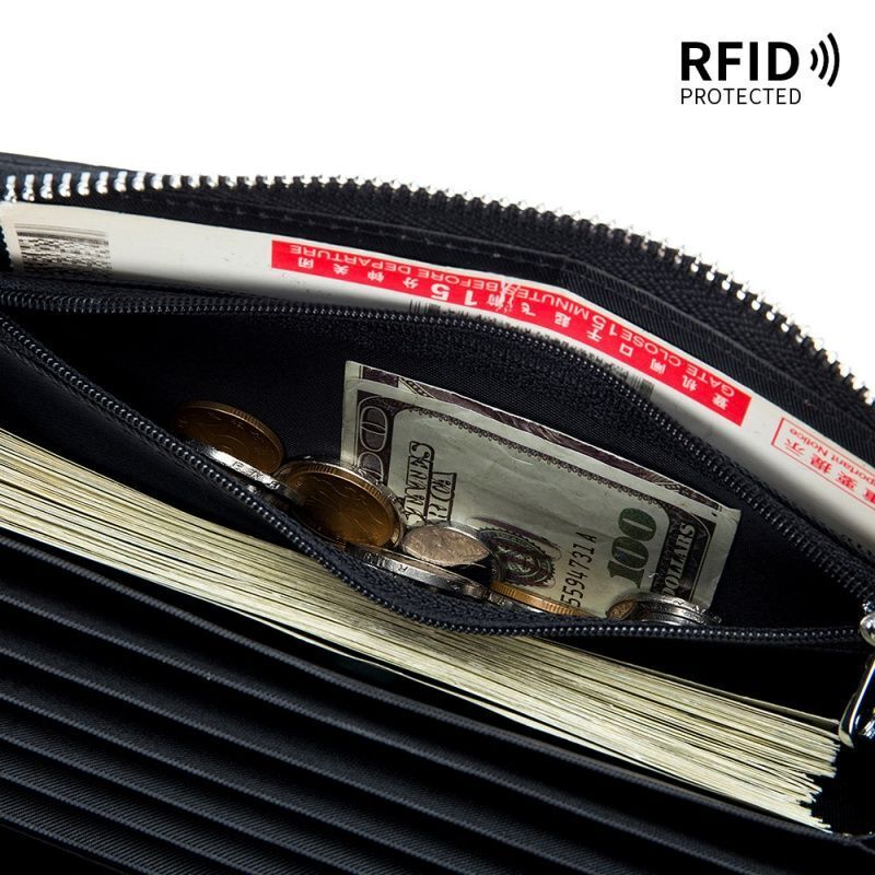 Passport Passbook Bag Rfid Genuine Leather Hand Bags Long Wallet 12*3*20 CM 1PC
