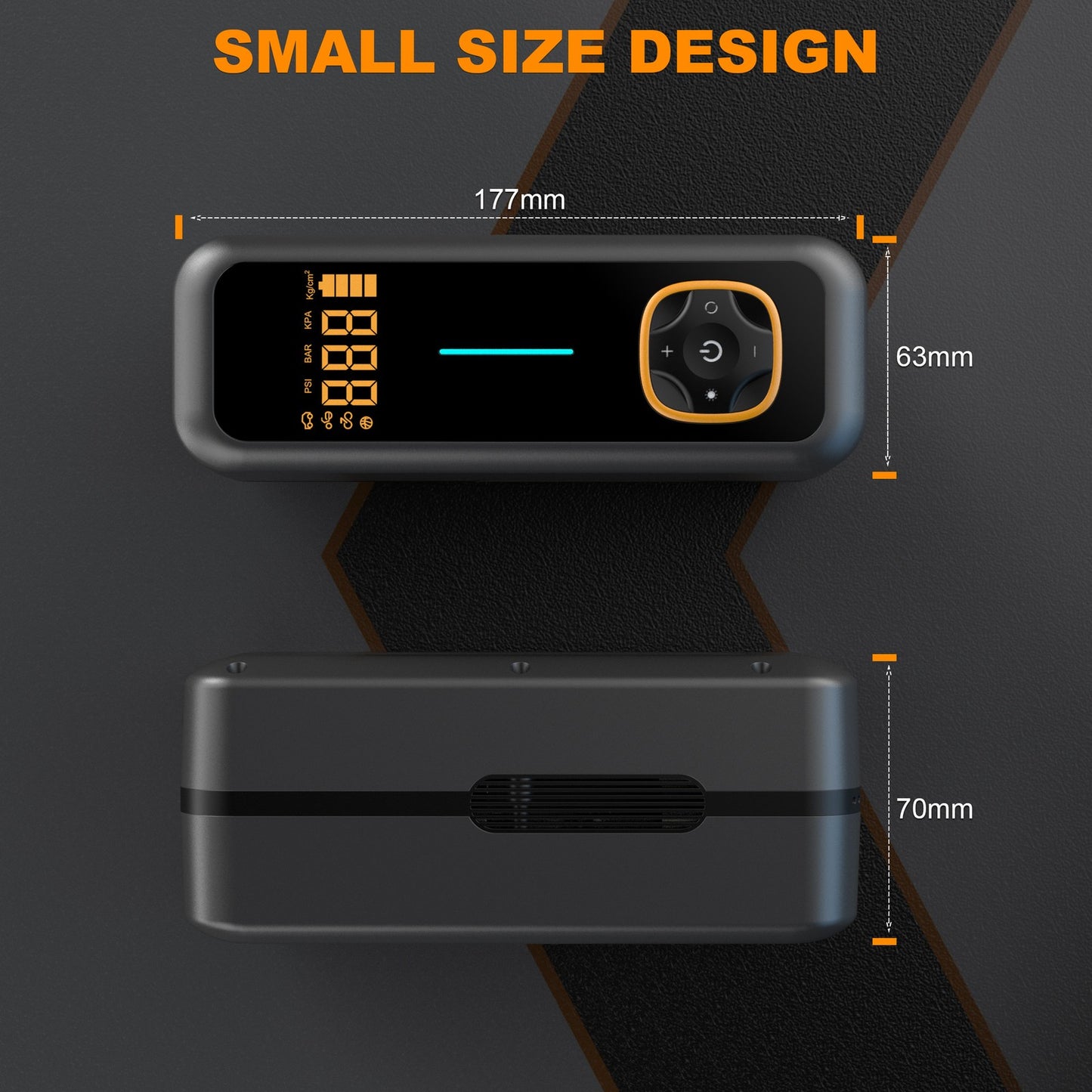 Digital display car mounted portable wireless tire inflation pump for vehicles