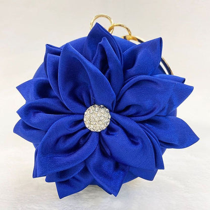 Red Flower Clutch Purse Evening Bag Diamond Wedding Silk Handbag 15*15*5 CM 1 PC