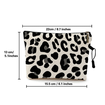 Water Resistant Makeup Bag Zebra Stripe Brown Pink Leopard Print Cosmetic Purse