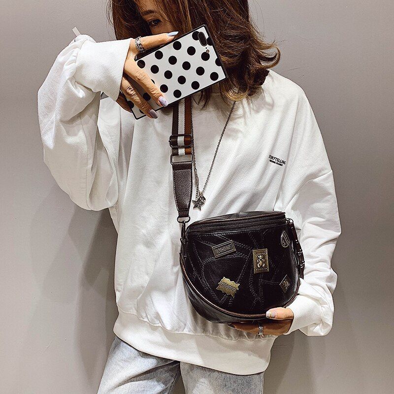Vintage Crossbody Bag Soft Leather Shoulder Bag Messenger Purse Casual Bucket