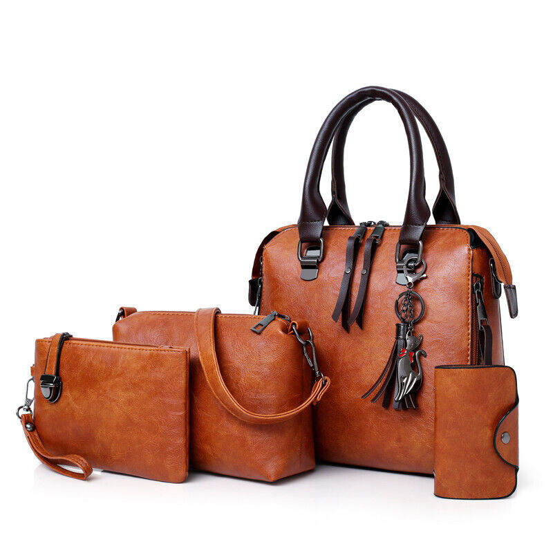 4pcs/Set Ladies Handbags Female PU Leather Shoulder Bags Women Bags Tote Bag