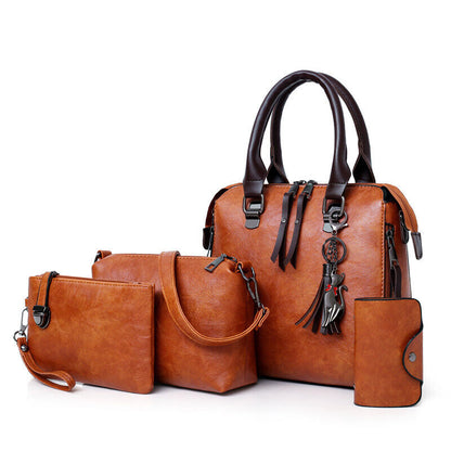 4pcs/Set Ladies Handbags Female PU Leather Shoulder Bags Women Bags Tote Bag
