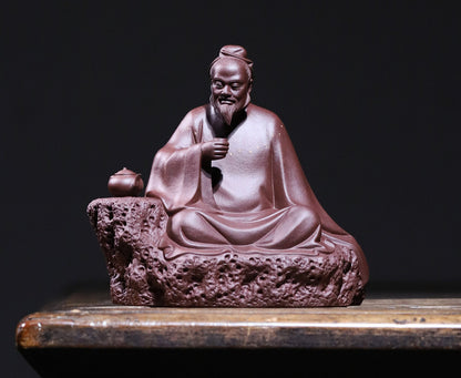 Purple Sand Lu Yu Statue Tea-tasting Figure Chinese Tea Saint Drinking Decor