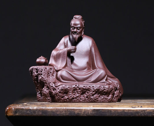 Purple Sand Lu Yu Statue Tea-tasting Figure Chinese Tea Saint Drinking Decor