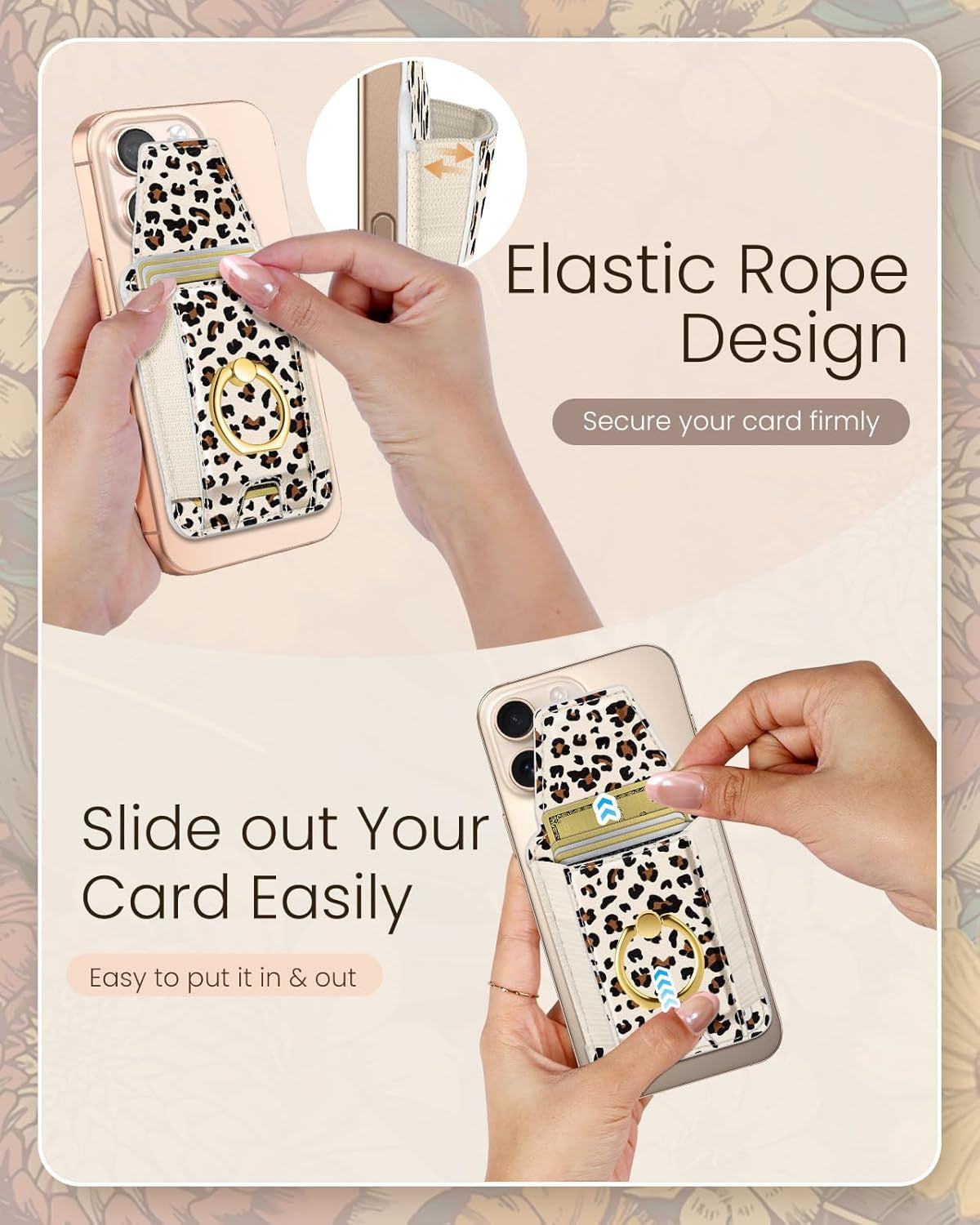 Compatible with Magsafe Wallet with Ring Grip Magnetic Card Holder - Cute Phone