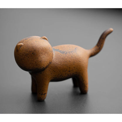 Cat Old Rock Mud Coarse Pottery Tea Pet 9.9cm Tea Tray Tea Play Tea Ceremony