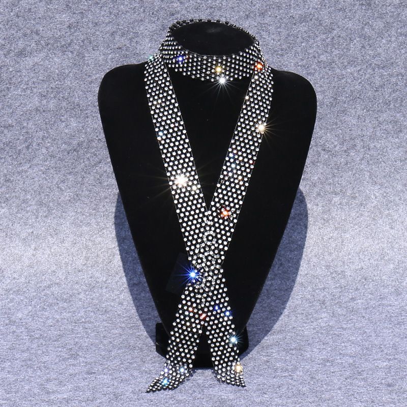 Men Ties Shiny Rhinestones Women Fashion Sequin Party Night Club Bar Accessories