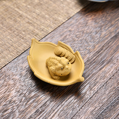 Creative Purple Clay Golden Toad Tea Pet Ornaments For Overnight Wealth Tea Play