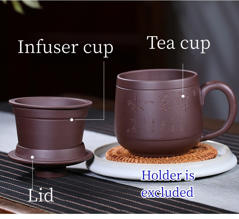 Tea Cup With Lid Infuser Cup True Yixing Zisha Purple Clay Mug Personalization