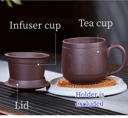 Tea Cup With Lid Infuser Cup True Yixing Zisha Purple Clay Mug Personalization