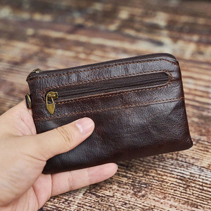 Genuine Leather Wallets For Men Credit Card Holder Coin Purse Zipper Pocket Bag