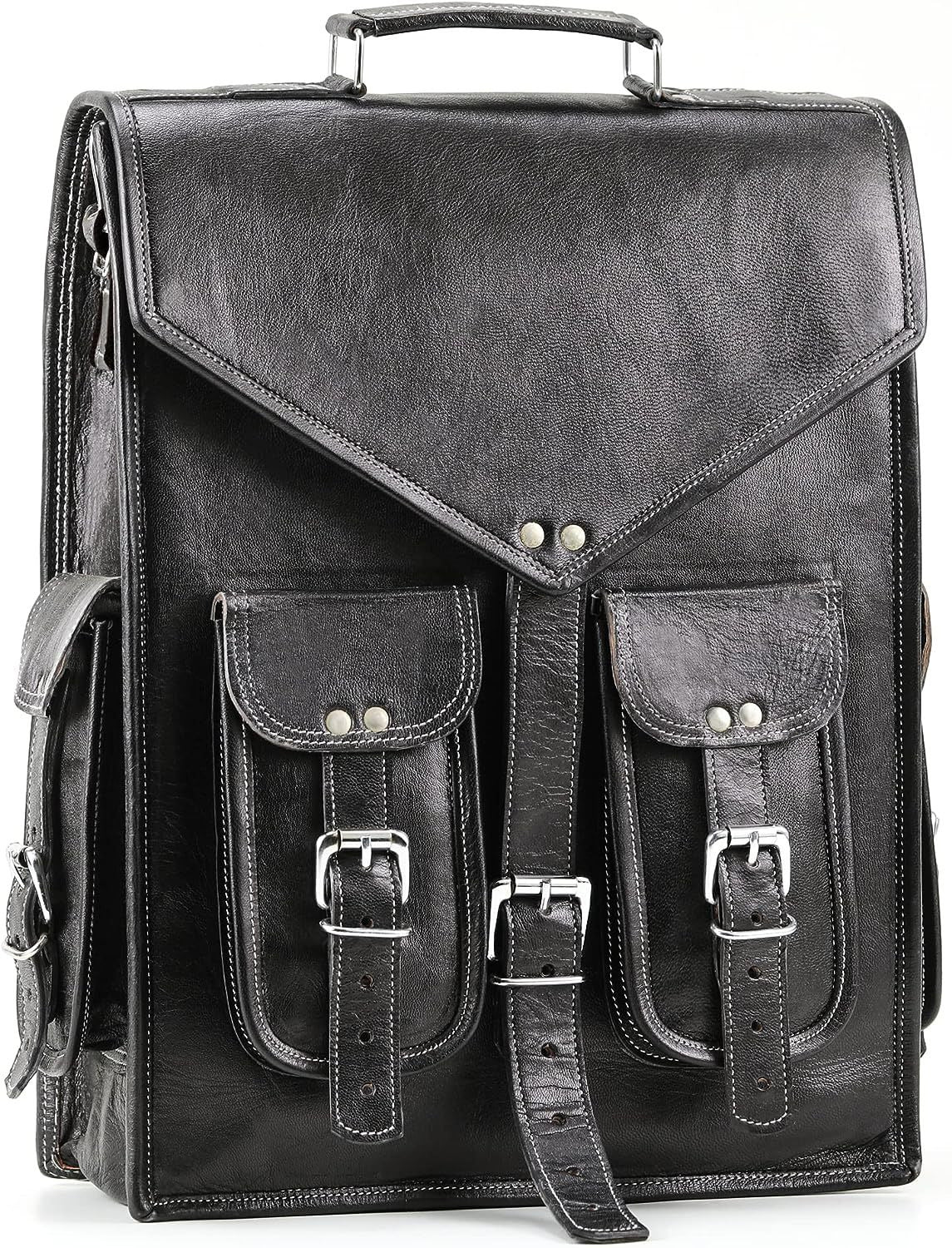 Handmade World Black Vintage Leather Backpack Laptop Messenger Bag Rucksack...
