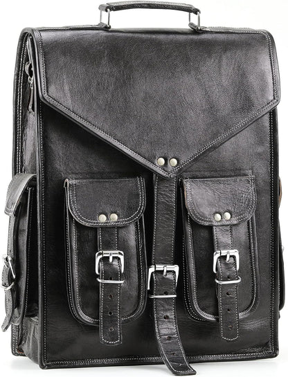Handmade World Black Vintage Leather Backpack Laptop Messenger Bag Rucksack...