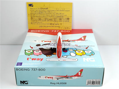 NG Models t'way Air for Boeing B737-800 HL8306 1:400 Aircraft Pre-built Model