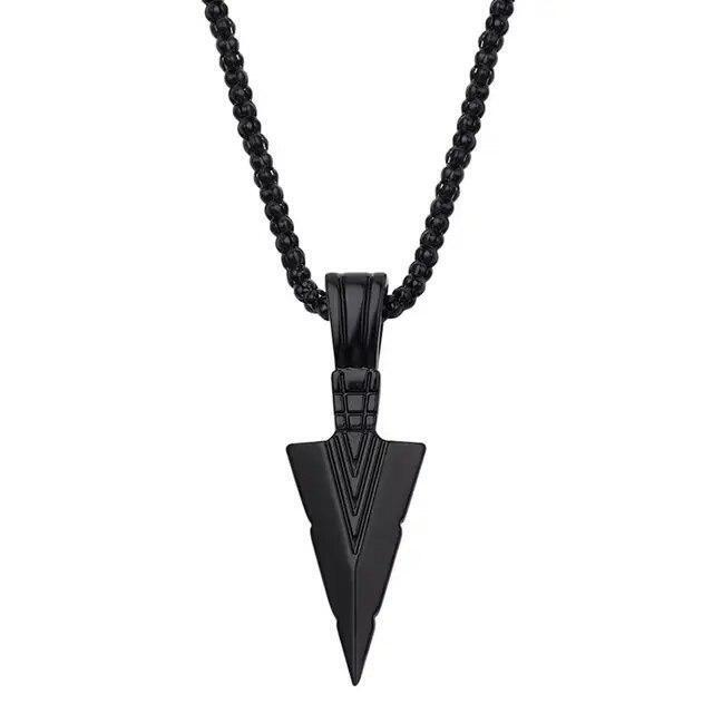 Stainless Steel Spear Arrowhead Arrow Head Pendant Chain Necklace For Men Boys