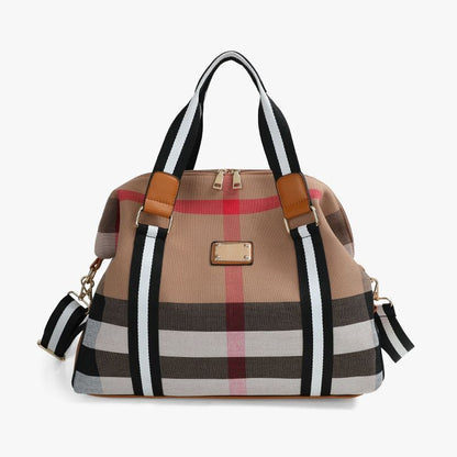 Checkered Handbag Chain Bag Shoulder Purse Messenger Bags Bucket Pouch Polyester