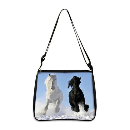 Horse Print Handbag Canvas Shoulder Bag Messenger Bags Travel Crossbody Nylon