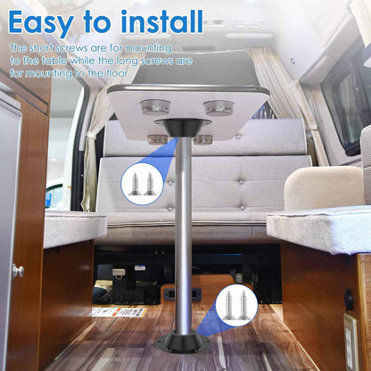RV Table Bases Aluminium Floor Fixed Mount Pedestal Replace Kits Camper Black