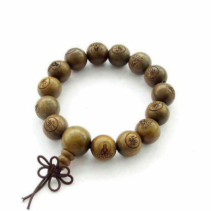 Tibet Budhist Buddha Word Bodhisattva Sandalwood Wood Beads Prayer Bracelet