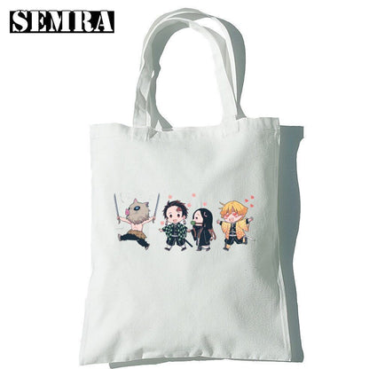 Canvas Tote Shoulder Bag Student Teacher Large Square Purse White / Black Pouch