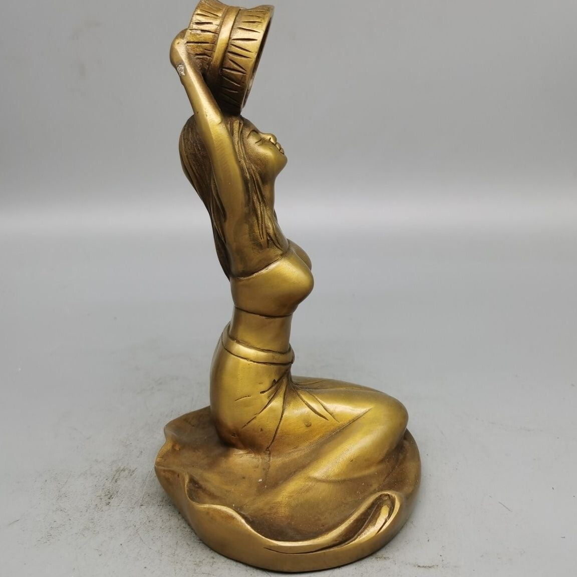 Brass Bathing Girl Statue Art Beauty Model Collection Home Table Decor
