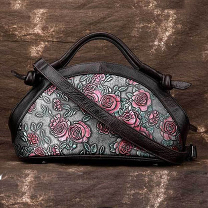 Natural Skin Shoulder Crossbody Tote Handbag Genuine Embossed Leather Retro Bags