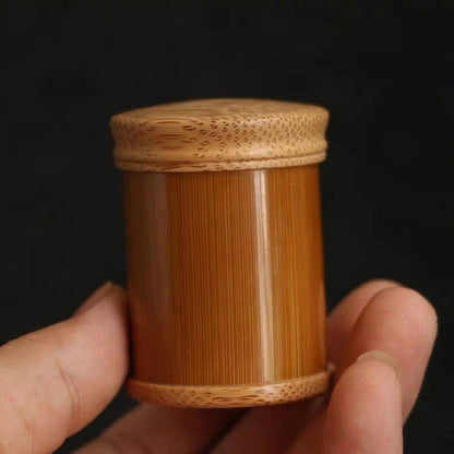 Old Jade Bamboo Tea Caddy 38x50mm Suzhou Handcrafted Incense Powder Jar