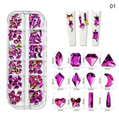 Nail Charms 30Pcs Boxed Luxury Shiny Planet Alloy 3D Art Rhinestones Bling Decor