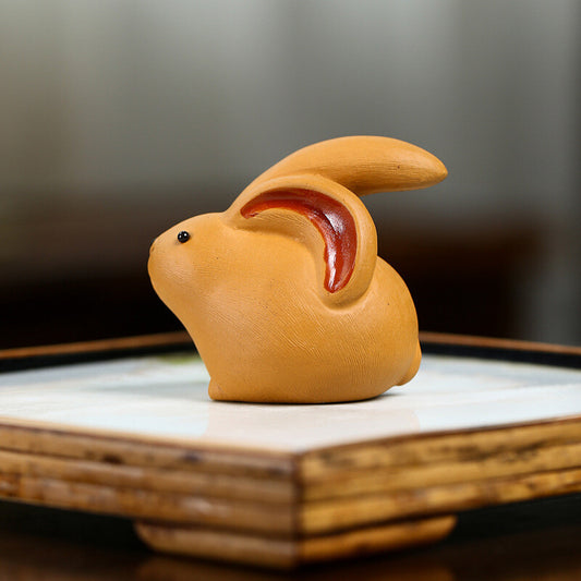 Creative Artware Yixing Zisha Duan Clay Tea Pet Rabbit Statue Table Ornament New
