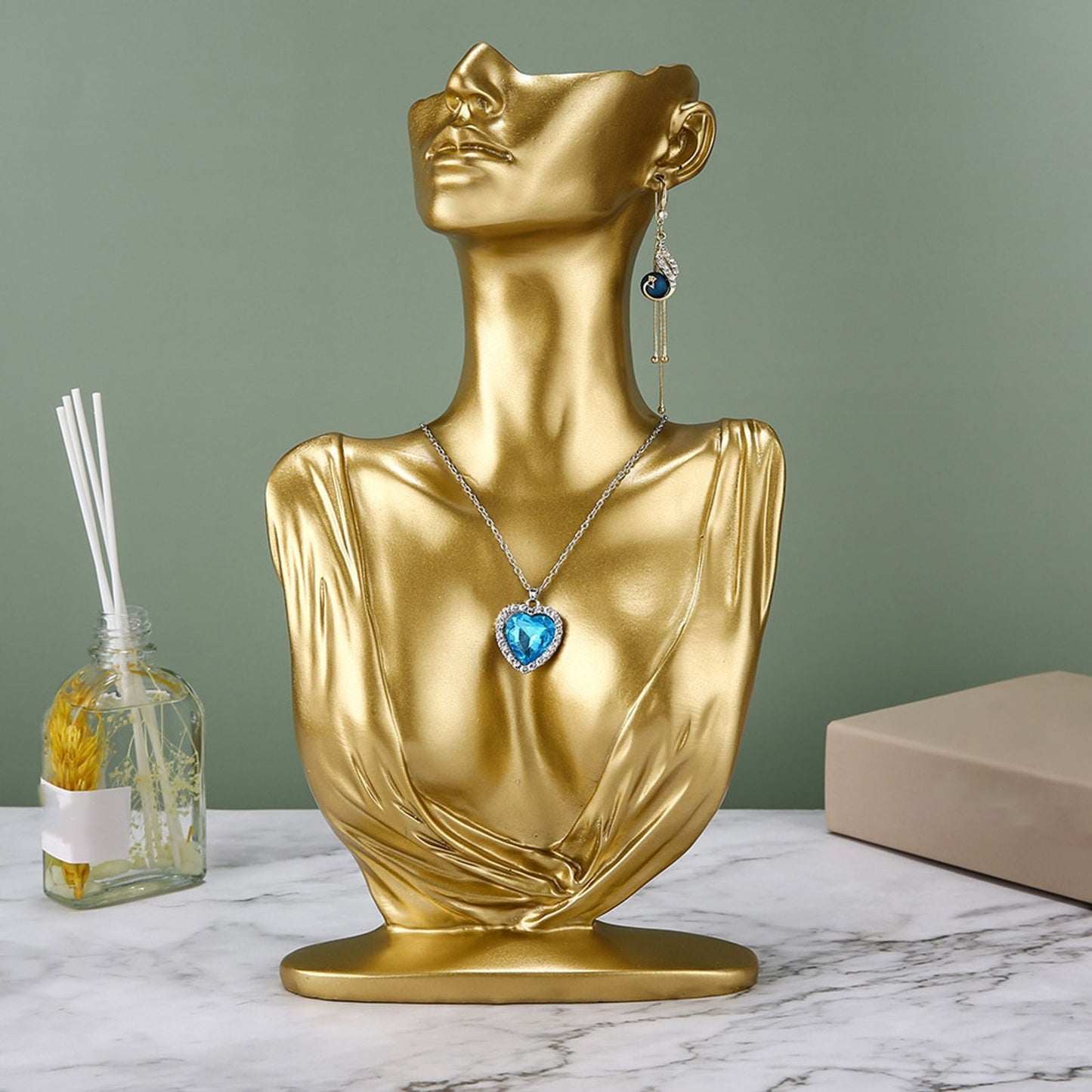 Jewelry Display Necklace Holders Resin Mannequin Organizer Bust Stands 20x7x32cm