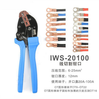 IWISS IWS-20100 Wire Clamp Pliers Wire Terminal Crimping Pliers Tool 6-25mm2