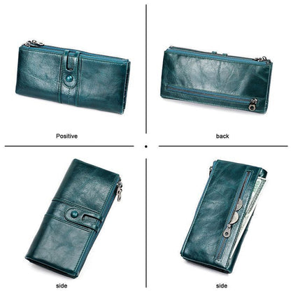Long Wallet Genuine Leather Clutch Wallet Female Coin Purse Holder Handy Bags