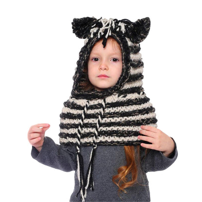 Cute Animals Style Girls Hats Scarf Set Winter Kids Knitting Hat Neckerchief