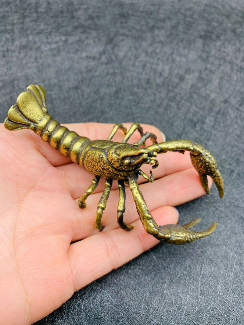 Brass Statue Lobster Office Desk Decorative Tea Pet Gifts Collection