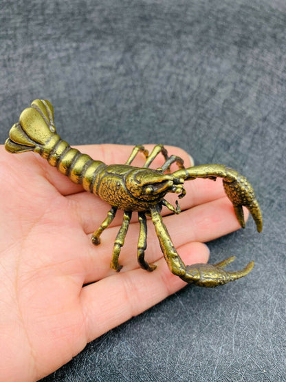 Brass Statue Lobster Office Desk Decorative Tea Pet Gifts Collection