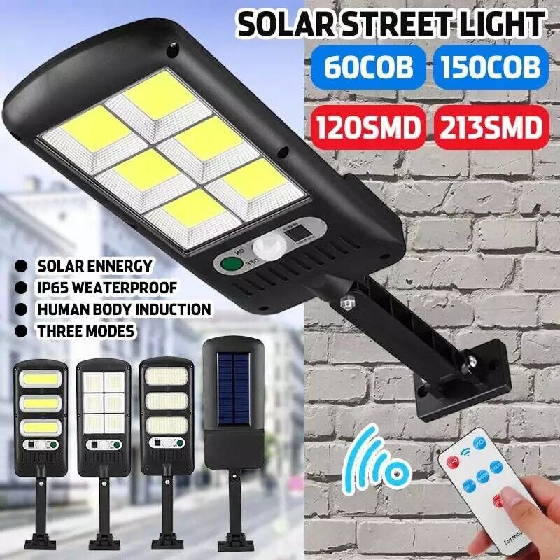 Lampara Solar con Control Remoto Exteriores LED Gran Potencia Sensor Movimiento