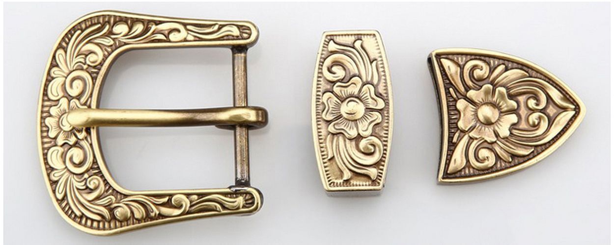 Men Belts Buckle Pin 35 40mm Inner Width Solid Brass Copper Carved Leather Craft